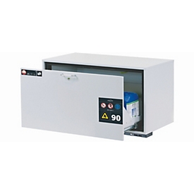Sicherheitsunterbauschrank Typ 90 asecos UB-S-90, Schublade, Front Lichtgrau, B 1102 x T 574 x H 600 mm