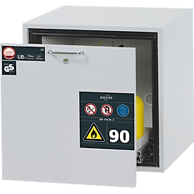 Sicherheitsunterbauschrank Typ 90 asecos UB-S-90, Schublade, Front Lichtgrau, B 593 x T 574 x H 600 mm