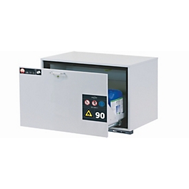 Sicherheitsunterbauschrank Typ 90 asecos UB-S-90, Schublade, Front Lichtgrau, B 893 x T 502 x H 600 mm
