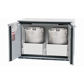 Sicherheitsunterbauschrank Typ 90 asecos UB-T-90, Flügeltüren, Front Lichtgrau, B 1102 x T 600 x H 800 mm
