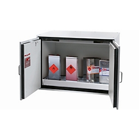 Sicherheitsunterbauschrank Typ 90 asecos UB-T-90, Flügeltüren, Front Lichtgrau, B 1102 x T 752 x H 800 mm