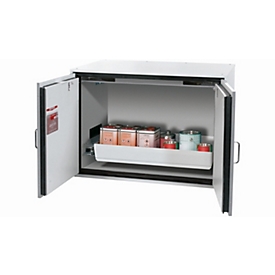 Sicherheitsunterbauschrank Typ 90 asecos UB-T-90, Flügeltüren, Front Lichtgrau, B 1102 x T 752 x H 800 mm