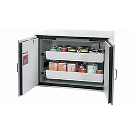 Sicherheitsunterbauschrank Typ 90 asecos UB-T-90, Flügeltüren, Front Lichtgrau, B 1102 x T 752 x H 800 mm