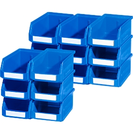 Sichtlagerkästen LF 211 SET, 15 Stück, Kunststoff, 0,9 l, blau