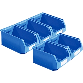 Sichtlagerkasten SSI Schäfer LF 321, Polypropylen, L 350 x B 220 x H 145 mm, 7,5 l, blau, 5 Stück