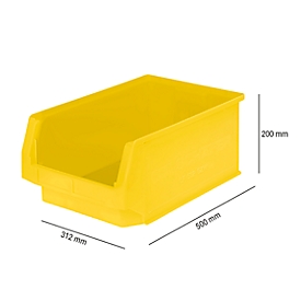 Sichtlagerkasten SSI Schäfer Serie PROFI LF 532, Polypropylen, L 500 x B 312 x H 200 mm, 23,5 l, gelb