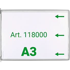 Sichttafel Tarifold DIN A3 quer, 10 St., alle Trägersysteme, Metalldrehzapfen, grau