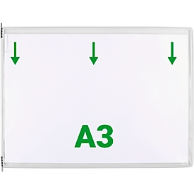 Sichttafel Tarifold DIN A3 quer, 10 St., alle Trägersysteme, Metalldrehzapfen, weiß