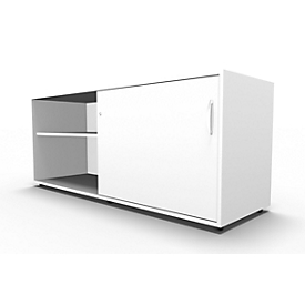 Sideboard, mit Schiebetür, abschließbar, Spanplatte, B 1600 x T 500 x H 663 mm, rechts anstellbar, weiß