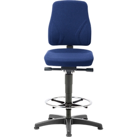 Siège d'atelier  All-In-One 9631, aide à la montée et patins, rembourrage tissu, bleu Duotec