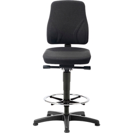 Siège d'atelier All-In-One 9631, aide à la montée et patins, rembourrage tissu, noir moucheté Duotec