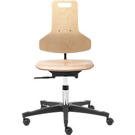 Siège d'atelier pivotant Industry TEC Profil, bois, hauteur ajustable, sans accoudoirs