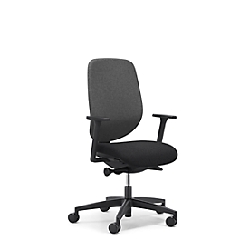 Siège de bureau 353 Giroflex, avec accoudoirs, mécanisme synchrone automatique, assise galbée, gris/noir