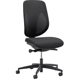 Siège de bureau 353 Giroflex, sans accoudoirs, mécanisme synchrone automatique, assise galbée, dossier 3D en filet, noir/noir