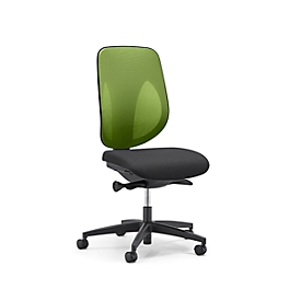 Siège de bureau 353 Giroflex, sans accoudoirs, mécanisme synchrone automatique, assise galbée, dossier 3D en filet, vert/noir