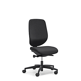 Siège de bureau 353 Giroflex, sans accoudoirs, mécanisme synchrone automatique, assise galbée, noir/noir