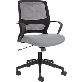 Siège de bureau CDP62, avec accoudoirs, siège multicouche, noir/gris