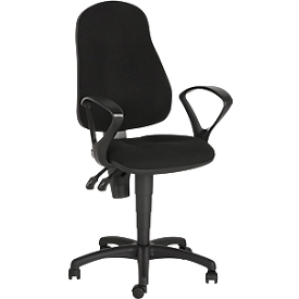Siège de bureau, contact permanent, avec accoudoirs, dossier ergonomique, assise large, noir 