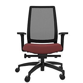 Siège de bureau Dauphin Sequel, avec accoudoirs 2F, mécanisme synchrone, assise multicolore, haut dossier résille, noir/rouge