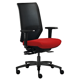 Siège de bureau Dauphin SHAPE MESH, avec accoudoirs, soutien lombaire, durée d'assise 8+ heures, roulettes universelles, rouge