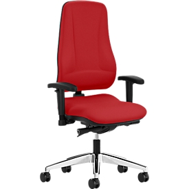 Siège de bureau LEANOS V KOMFORT Prosedia, mécanisme synchrone, sans accoudoirs, dossier haut, rouge/aluminium poli
