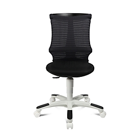 Siège de bureau pivotant pour enfant S&#39;neaker, sans accoudoirs, assise galbée dossier en maille 3D, piétement blanc, gris foncé/noir