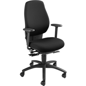 Siège de bureau SHAPE 28485 Dauphin, mécanisme synchrone, avec accoudoirs, dossier haut, support du bassin, noir