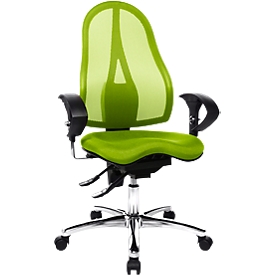 Siège de bureau SITNESS 15 Topstar, à contact permanent, avec accoudoirs, dossier en filet, Fitness Orthositz, vert