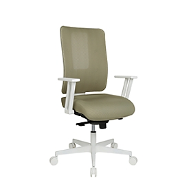 Siège de bureau Sitness Life 50, avec accoudoirs, mécanisme synchrone 3D, assise galbée, dossier en maille, vert alluvion/blanc