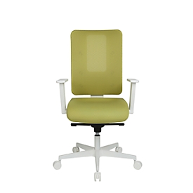Siège de bureau Sitness Life 50, avec accoudoirs, mécanisme synchrone 3D, assise galbée, dossier en maille, vert moutarde/blanc