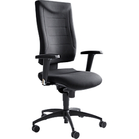 Siège de bureau SSI Proline P1 - mécanisme synchrone - soutien lombaire - arrondi pour les genoux - avec accoudoirs - noir - Schäfer Shop Pure