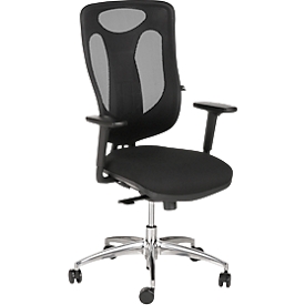 Siège de bureau Topstar Net Pro 100, avec accoudoirs, mécanisme synchrone ponctuel, assise ergonomique, dossier résille, Stiftung Warentest GUT 2,3, noir/argenté