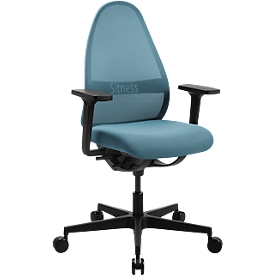 Siège de bureau Topstar Soft Sitness Art, mécanisme synchrone automatique, avec accoudoirs, dossier résille, assise creuse spéciale, bleu