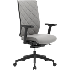 Siège de bureau WIKI, avec accoudoirs, dossier en tissu, structure en plastique, gris clair