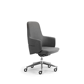 Siège de direction à dossier mi-hauteur OPERA, avec accoudoirs, mécanisme synchrone, assise plate confortable, tissu, anthracite