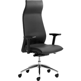 Siège de direction ENERGY, avec accoudoirs, mécanisme synchrone, cuir véritable, noir