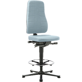 Siège de travail All-in-One 9641, avec patin et dispositif d'aide à la montée, rembourrage en tissu, Duotec gris
