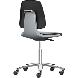 Siège de travail pivotant Labsit, rembourrage SKINTEC, roulettes, L 450 x P 420 x H 450 - 650 mm, anthracite