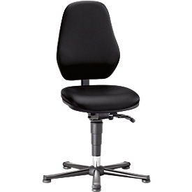 Siège pivotant pour laboratoire Basic 9132, avec patins, similicuir, Stamskin Top noir