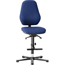 Siège pivotant pour laboratoire Basic, avec aide à la montée, rembourrage tissu, bleu Duotec