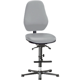 Siège pivotant pour laboratoire Basic, avec aide à la montée, similicuir, Stamskin Top gris