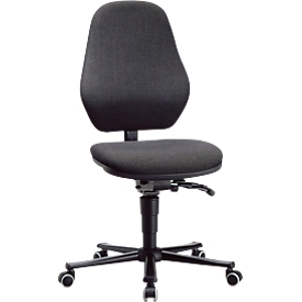 Siège pivotant pour laboratoire Basic, avec roulettes, rembourrage tissu, noir moucheté Duotec