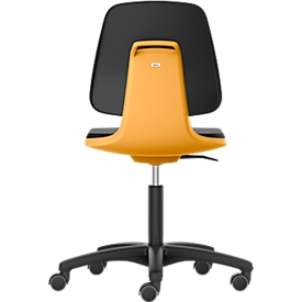 Siège pivotant pour laboratoire LABSIT, sans accoudoirs, avec roulettes, hauteur du dossier 420 mm, tissu, orange