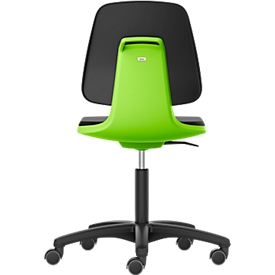 Siège pivotant pour laboratoire LABSIT, sans accoudoirs, avec roulettes, hauteur du dossier 420 mm, tissu, vert