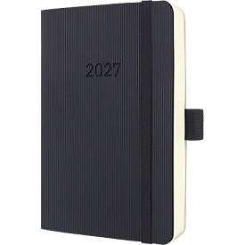 Sigel agenda journalier Conceptum 2027, A6, pour 1 an, 400 pages, 1 jour/1 page, boucle pour stylo, couverture souple PU, noir