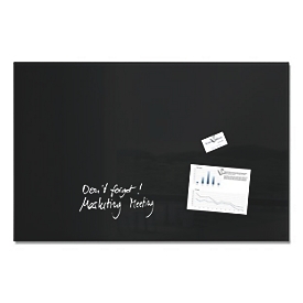 SIGEL Artverum glazen whiteboard, afgeschuinde/gepolijste hoeken, magnetisch, incl. 2 x neodymium magneten, B 1000 x D 15 x H 650 mm, gehard veiligheidsglas, zwart
