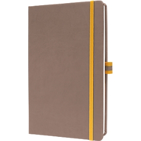Sigel carnet de notes Linescape, 176 pages, DIN A5, 80 g/m², quadrillé, élastique, boucle de stylo bicolore, brun/jaune