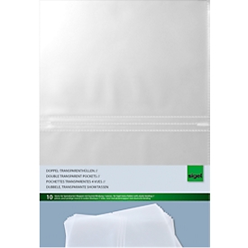 Sigel dubbele transparante hoezen, A5 formaat, voor menukaartmappen met rubberband, kunststof, transparant, 10 stuks