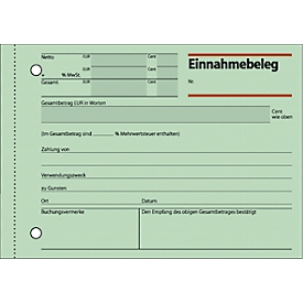 sigel® Einnahmebeleg EB615, DIN A 6 quer, 50 Blatt, grün