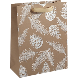 Sigel Geschenktasche "Pines Cones and Pine Branches", mit Folienveredelung, FSC Mix, 5 Stück